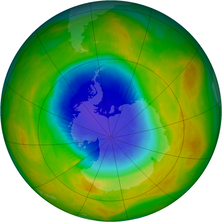 Antarctic ozone map for 22 October 2002